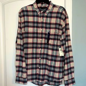 NWT Mens Lucky Brand plaid classic fit button up; size large